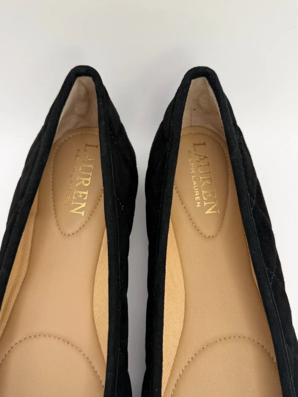 Lauren Ralph Lauren Jayna Women's Black Velvet Quilted Ballet Flats Bow US 5.5 B